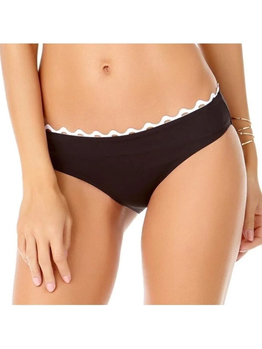 NWT Anne Cole BLACK RIC-RAC SOLIDS BIKINI BOTTOM